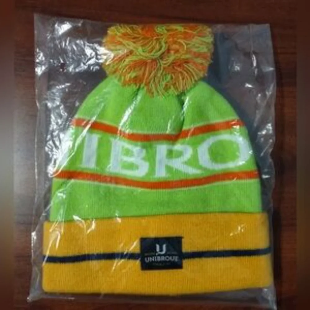 Kids Pom Beanie Hat - Neon Green & Yellow